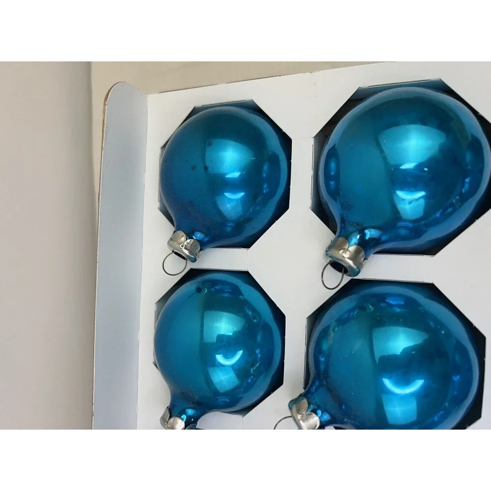 2 Pack VTG Holly Value‎ Pack 15 Glass Ornaments 2.25” Diameter Red Blue USA Made